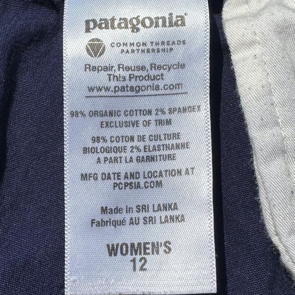 PATAGONIA Stretch All-Wear Shorts 10" Classic Navy Blue Organic Cotton Women 12 - Picture 9 of 9